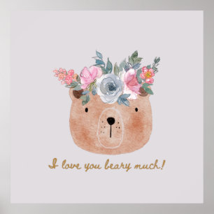 Póster ¡Te amo mucho! Cortar oso