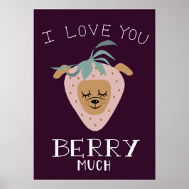 Póster Te Amo Mucho Fresa Perro Fresa