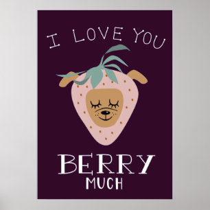 Póster Te Amo Mucho Fresa Perro Fresa