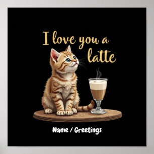 Póster Te Amo Mucho: Lindo Juego de Palabras del Café par