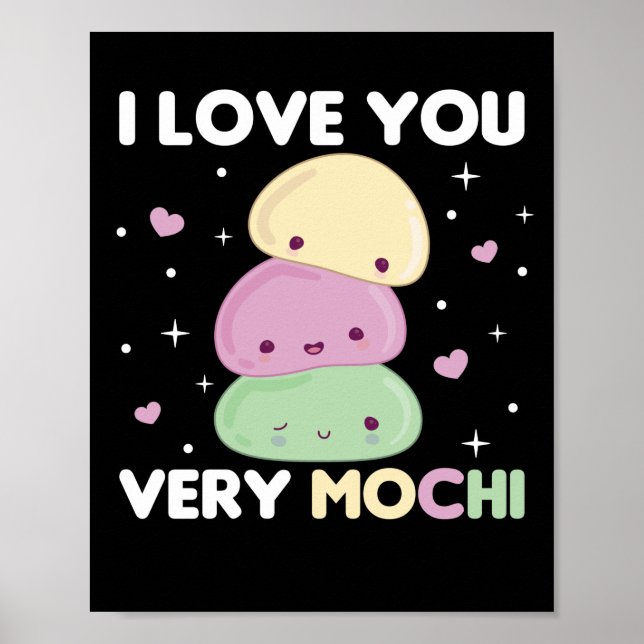 Póster Te Amo Muy Mochi - Crema De Hielo Kawaii Mochi (Frente)