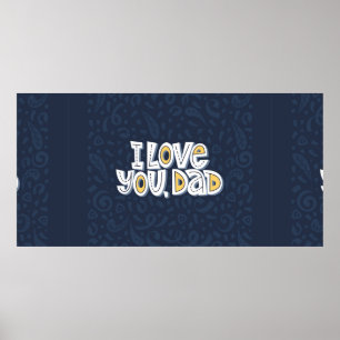 Póster Te amo, papá. Cita con letras brillantes en el dar
