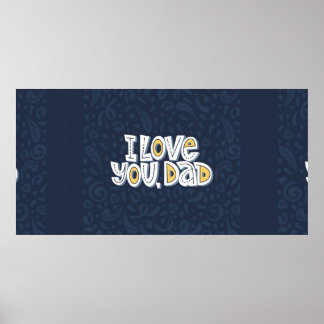 Póster Te amo, papá. Cita con letras brillantes en el dar