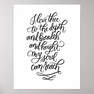 Póster Te amo poema con letra a mano en negro