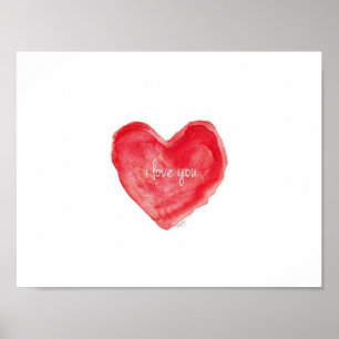 Póster Te amo poster acuarela