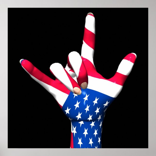 Póster Te amo Poster de la bandera de Estados Unidos (Frente)