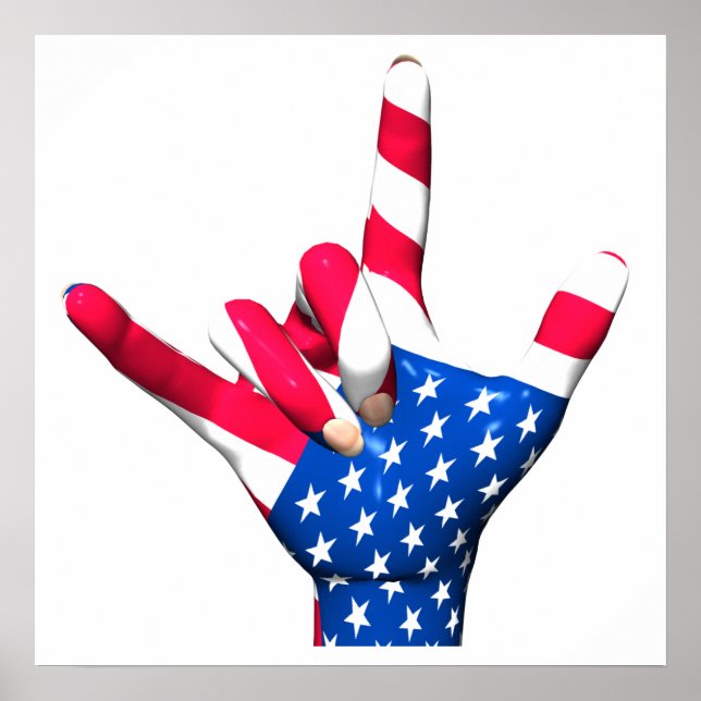 Póster Te amo Poster de la bandera de Estados Unidos (Frente)