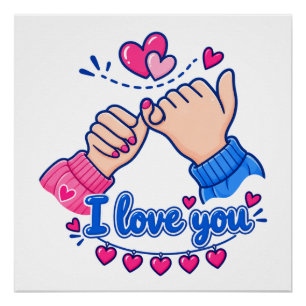 Póster Te Amo Promesa Meñique Corazones Lindos