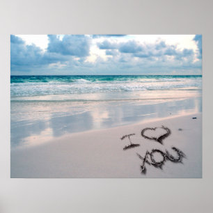 Póster Te amo, puesta del sol de la playa