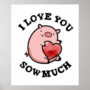 Póster Te Amo Tanto Chiste Divertido De Cerdo