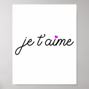 Póster Te Amo Te Quiero Divertido Gráfico Francés del Día