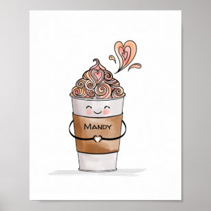 Póster Te Amo Una Última Copa De Café Kawaii Y Nombre