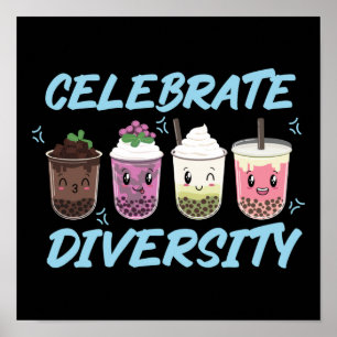 Póster Té Boba de burbuja celebra la diversidad del orgul