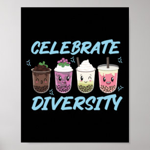 Póster Té Boba de burbuja celebra la diversidad del orgul