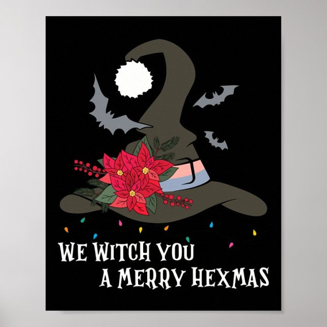 Póster Te Brujamos, merry Hexmas Witchen Navidades Wiccan (Frente)