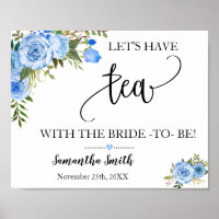Té con ducha de novia floral azul novia