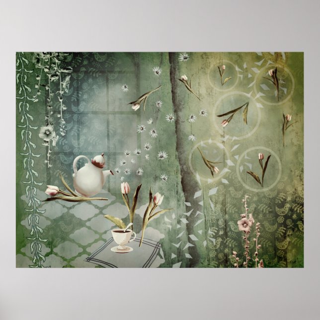 Póster Té con tulipanes (Frente)