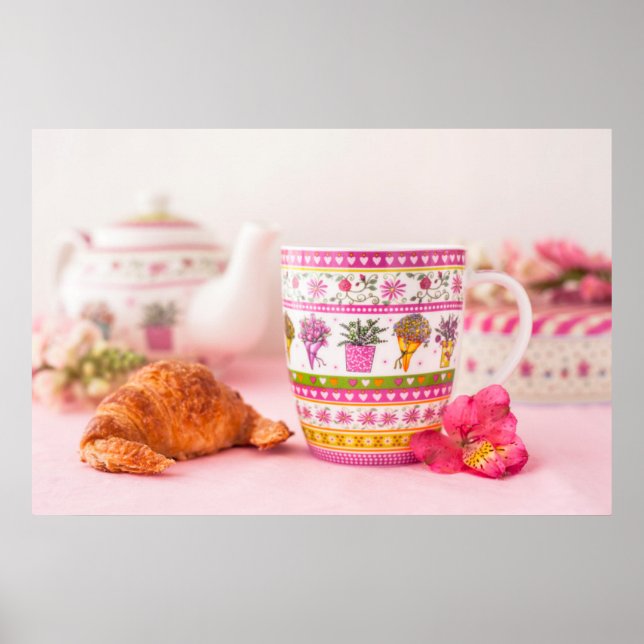 Póster Té, Croissant Y Flor (Frente)