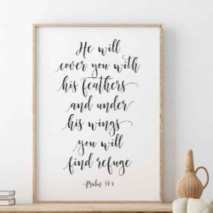 Póster Te Cubrirá Con Sus Pies, Salmo 91:4