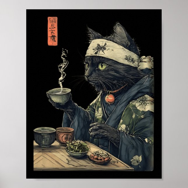 Póster Té de bebida para gato Té japonés Ceremonia de art (Frente)