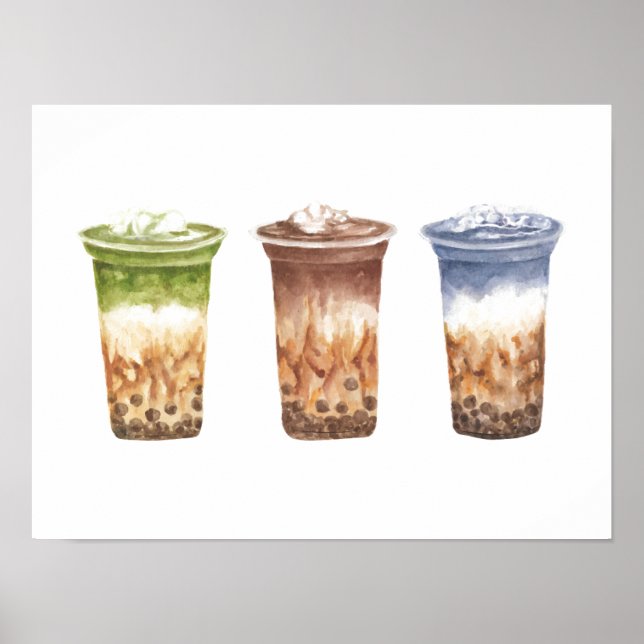 Póster Té de burbuja - Conjunto de tres (Frente)
