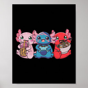 Póster Té de burbujas de Axolotl Bo Gaming Gamer Ramen Ax