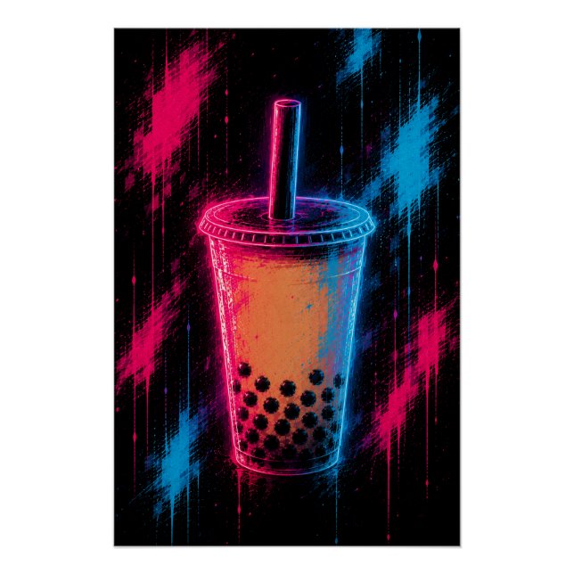Póster Té de burbujas de neón (Anverso)