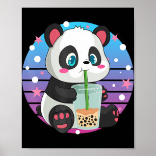 Póster Té de burbujas de panda Anime Kawaii Neko