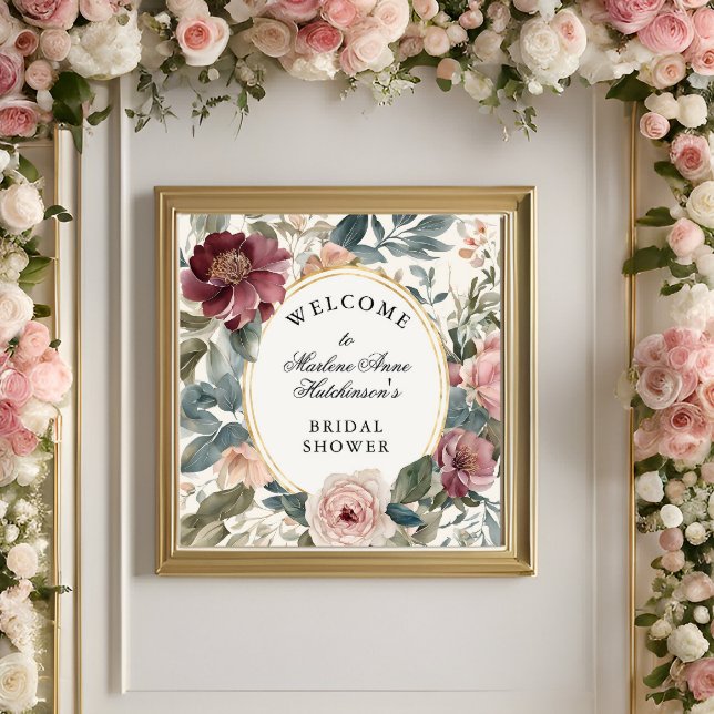 Póster Té de ducha con flores de oro francés elegante (Subido por el creador)
