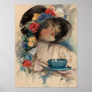 Póster Té de la tarde, Harrison Fisher