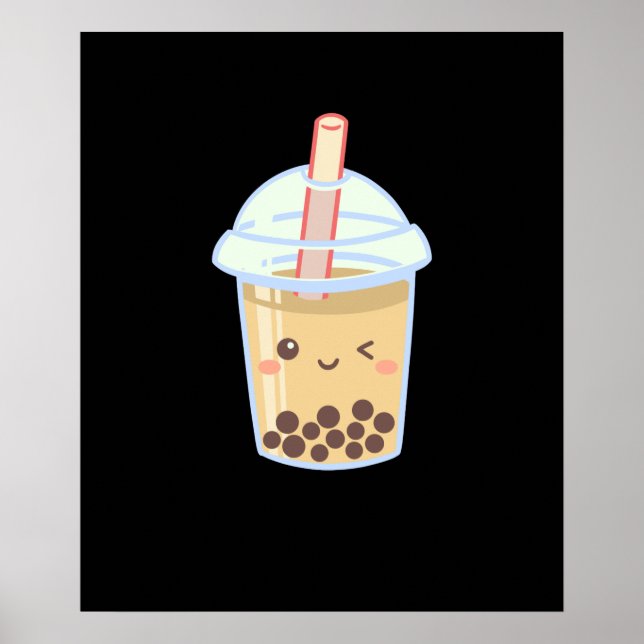 Póster Té de leche de burbuja Boba Cute (Frente)