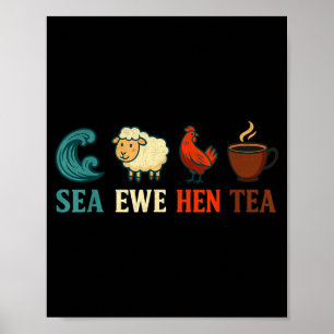 Póster Té de oveja ewe divertido gráfico vintage humoríst
