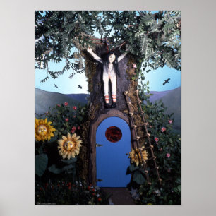 Póster Té de sangre y muñeca de cuerda roja en la impresi