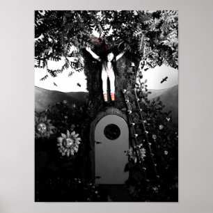 Póster Té de sangre y muñeca de cuerda roja en la impresi