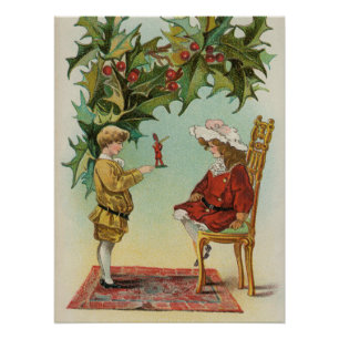 Póster Te deseo una Feliz Navidad - postal vintage