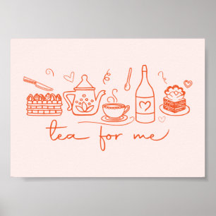 Póster Té Doodle Caprichoso para Mí, Cocina de Fiesta del