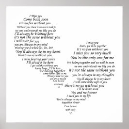 Póster Te echo de menos - Corazón separado roto