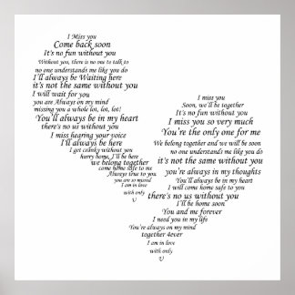 Póster Te echo de menos - Corazón separado roto