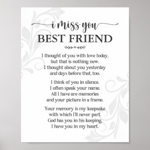 Póster Te Extraño Mejor Amigo Poema Poster