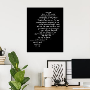 Póster Te extraño  Texto, también,  en Mitad de Corazón
