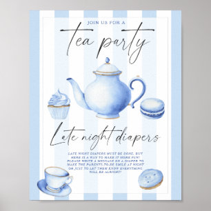 Póster Té fiesta ducha bebé Juego de pañales nocturnos
