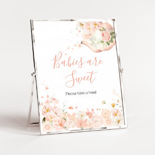 Póster Té floral rosa para dos bebés es dulce