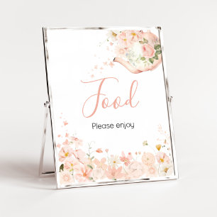 Póster Té floral rosa para dos en la fiesta de baby showe