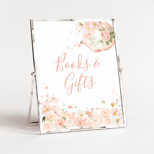 Póster Té floral rosado para dos libros y regalos de Baby