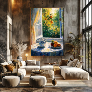 Póster Té junto a ventana soleada con cítricos – Impresio