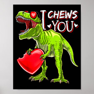 Póster Te Mastico a ti San Valentín Camisetas de Dinosaur