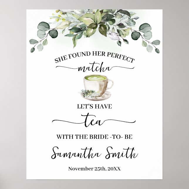 Póster Té Matcha de Eucalipto Vamos a Tomar Té con la Nov (Frente)