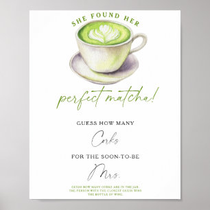 Póster Té matcha Despedida de soltera Cuántos corchos 
