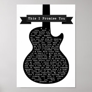 Póster Te prometo que la canción de guitarra blanca y neg