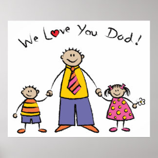 Póster Te queremos, papá, familia Personalizado, feliz dí